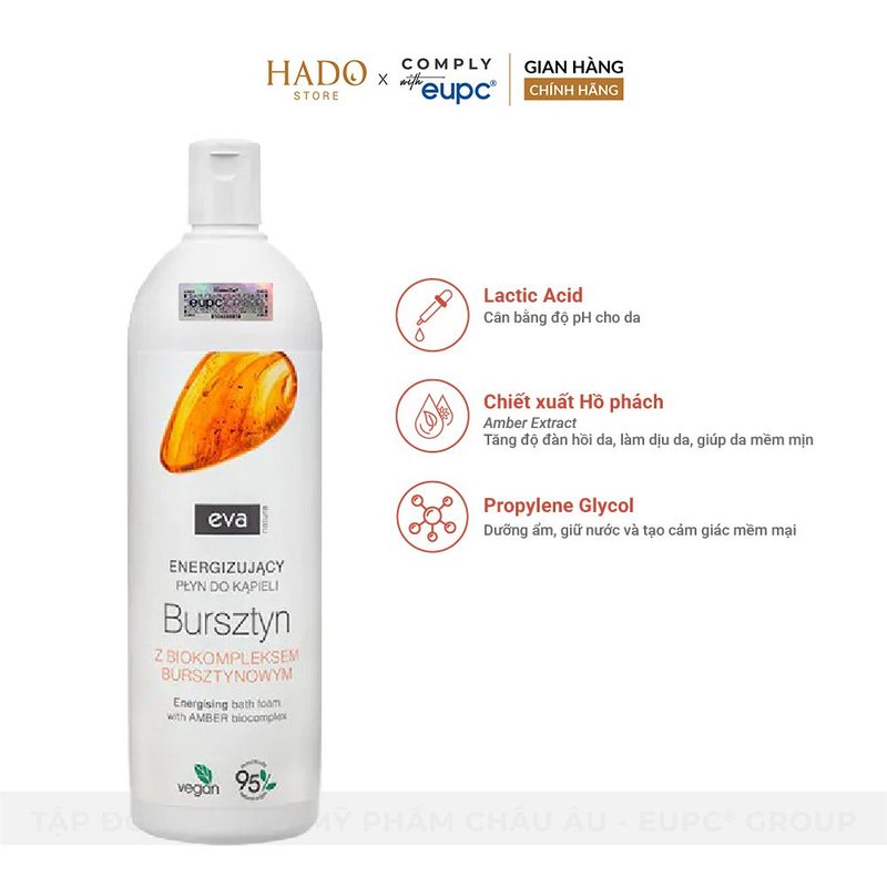 Gel tắm Hổ phách tươi mới dưỡng ẩm Eva Natura 750ml - ảnh 2