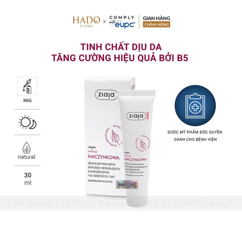Nhũ tương làm dịu da mẩn đỏ chứa B5 Ziaja Med 30ml