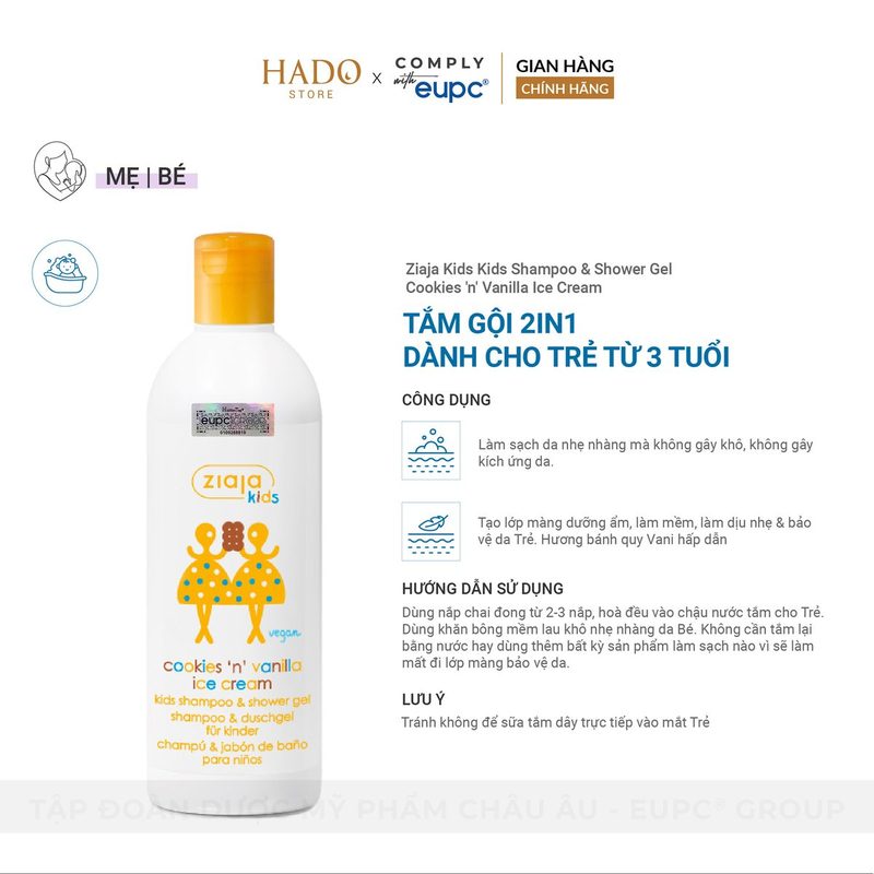 Gel tắm gội 2 trong 1 cho trẻ từ 3 tuổi Ziaja Kids 400ml - ảnh 2