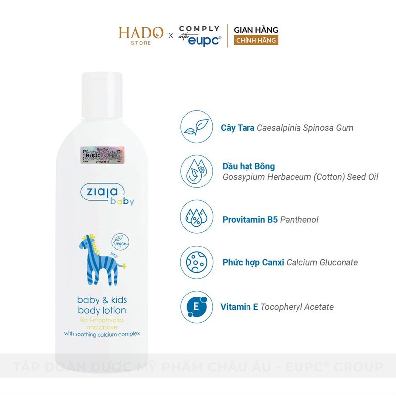 Sữa dưỡng thể cho bé từ 1 tháng tuổi Ziaja Baby 300ml