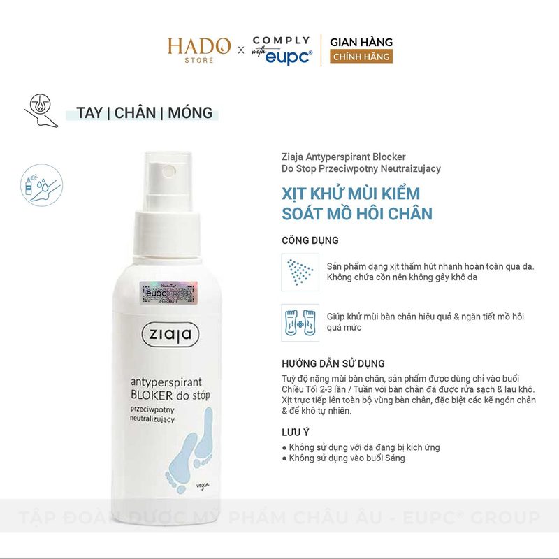 Xịt khử mùi giảm mồ hôi chân không cồn Ziaja 100ml - ảnh 2