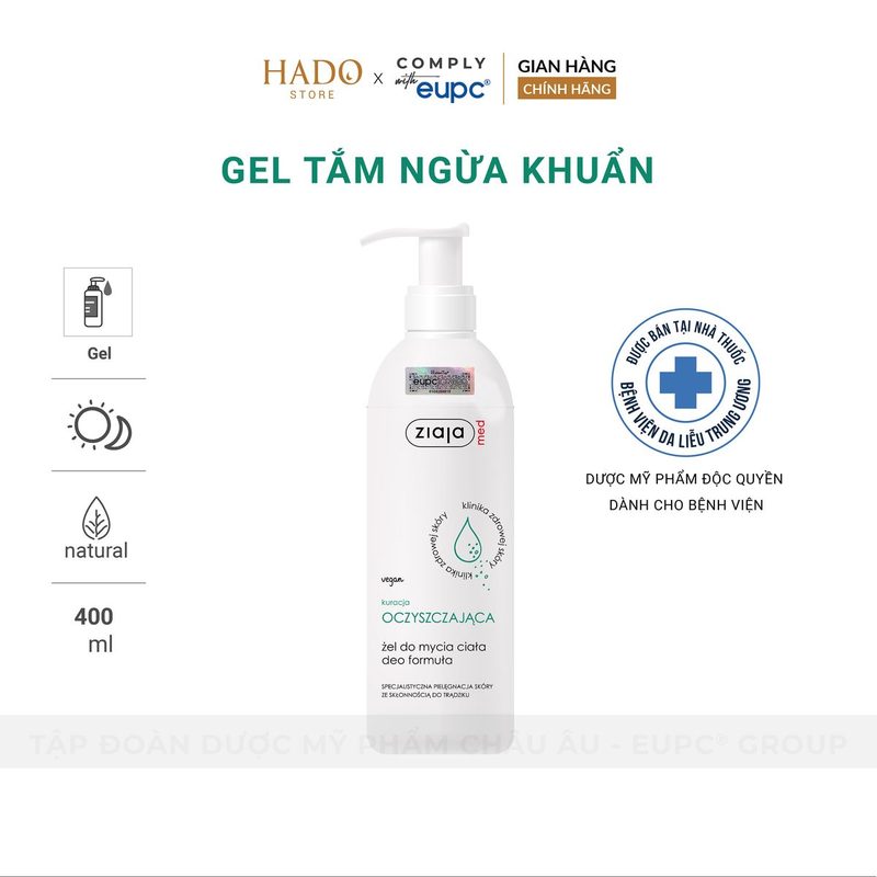 Gel tắm làm sạch dịu nhẹ cho da dầu, mụn Ziaja Med Deo Formula 400ml - ảnh 3