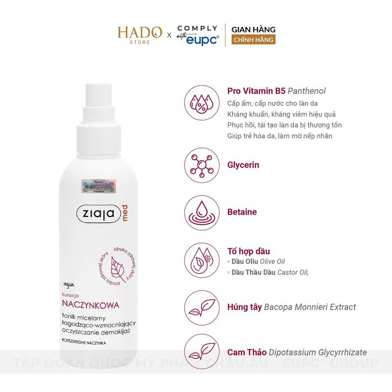 Toner xịt làm dịu da Panthenol Ziaja Med 200ml - ảnh 2