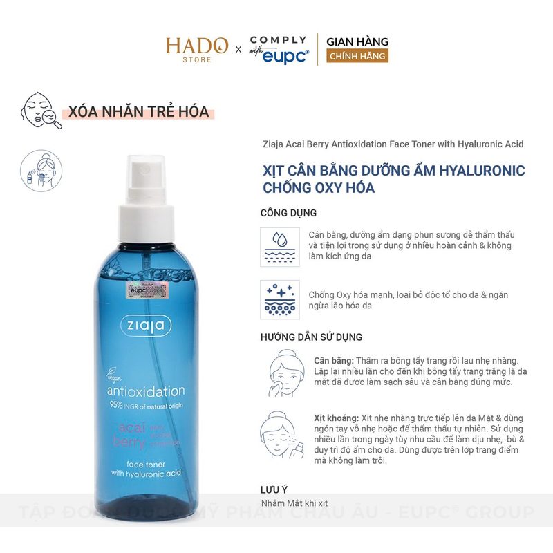 Xịt cân bằng dưỡng ẩm Hyaluronic Ziaja Acai Berry 200ml - ảnh 3