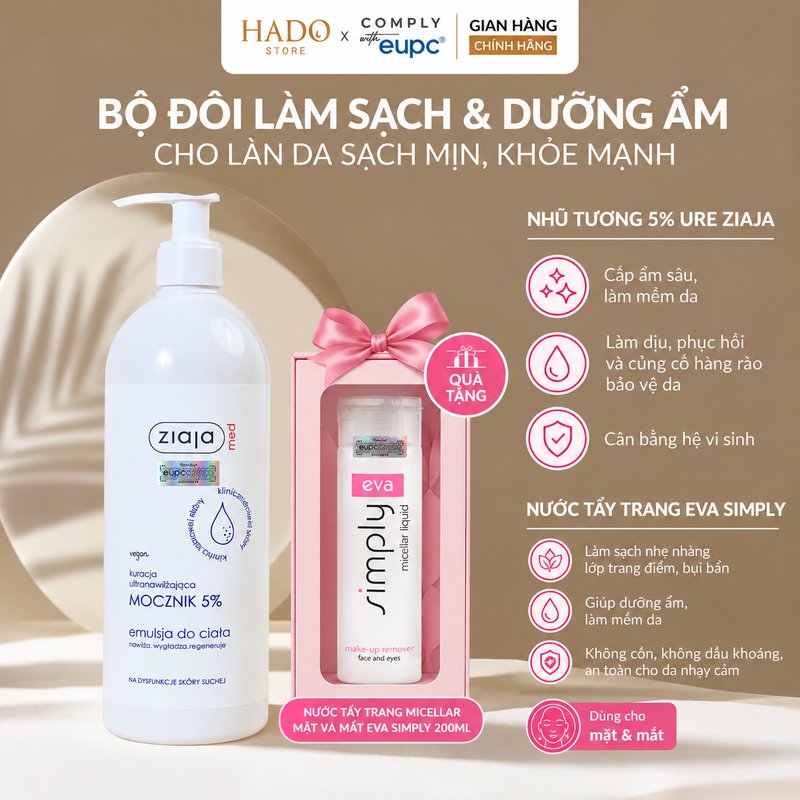 Nhũ tương dưỡng thể 5% Urê Ziaja Med Mocznik 400ml